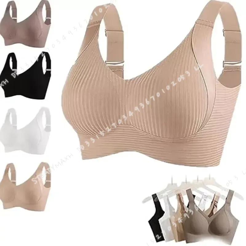 Seamless Underwear Women - 2025年版 レディースシームレス下着 薄型ワイヤーレス プラスサイズ 取り外し可能なブラジャー たるみ防止