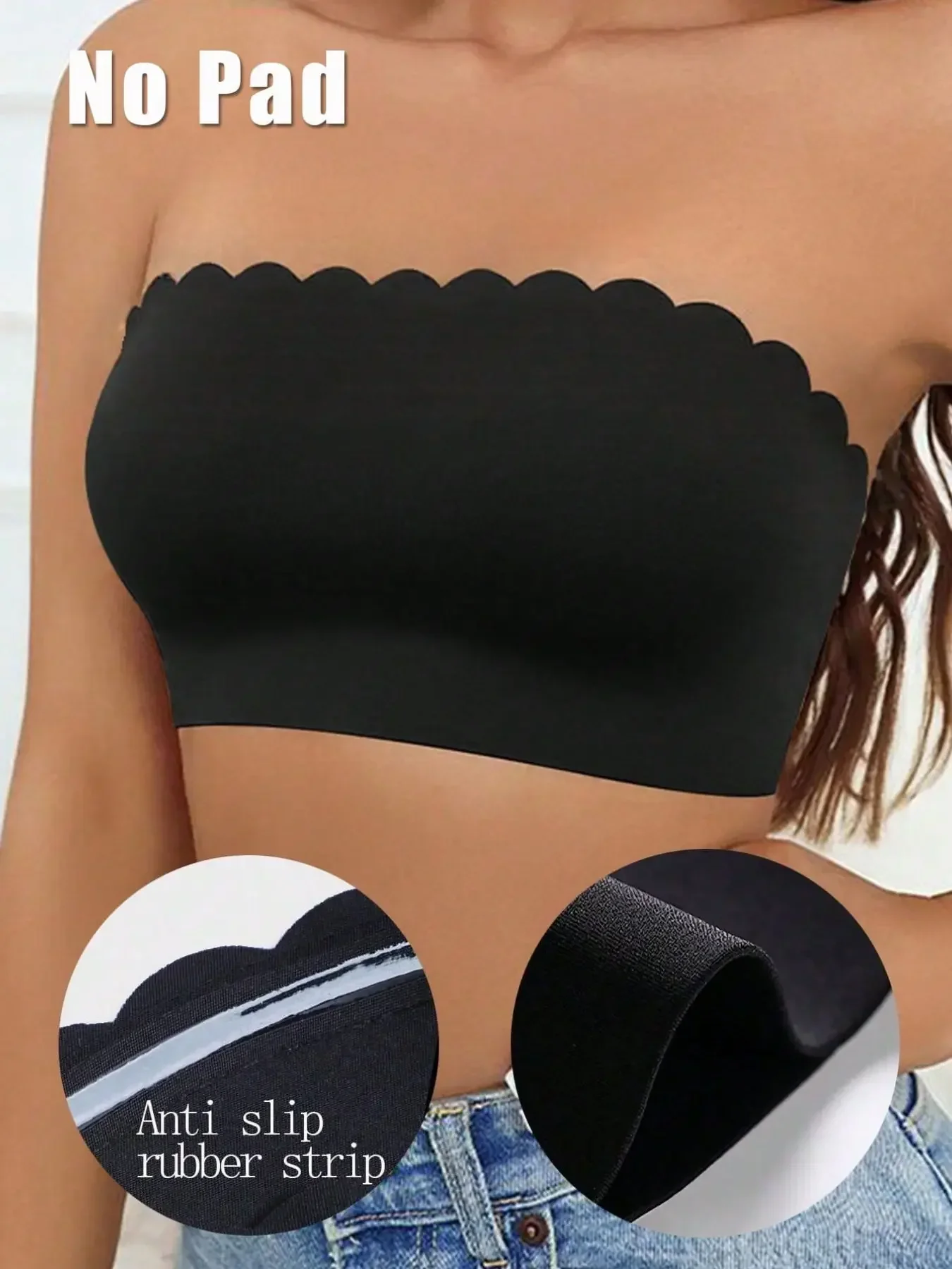 女性用ストラップレスブラ、シームレスバンドゥブラ、カジュアル - Strapless Bra Backless のレビューと価格
