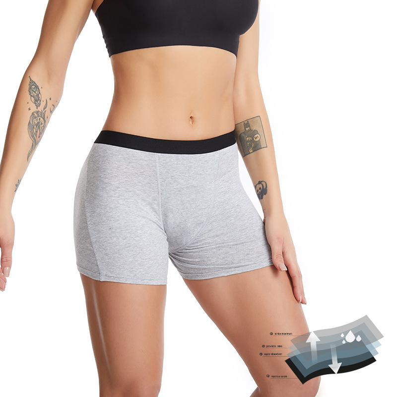 女性用4層構造の漏れ防止生理用ボクサーショーツ、コットン製ミ - Period Panty Absorbent のレビューと価格